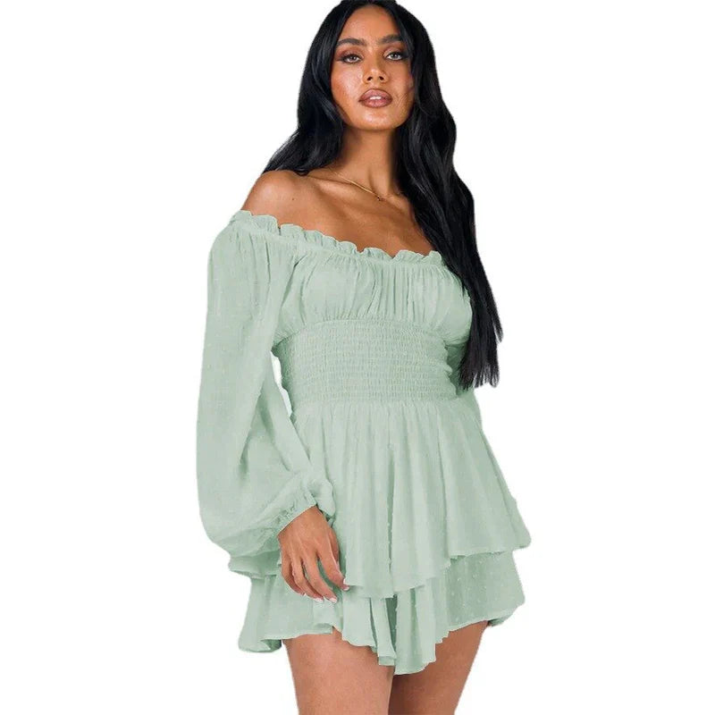 Thaliora – Stilfuld off-shoulder kjole af bomuld