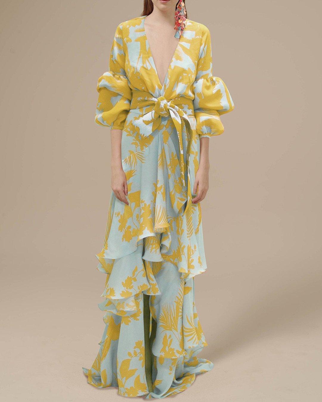 Benet - Festkjole i chiffon med print