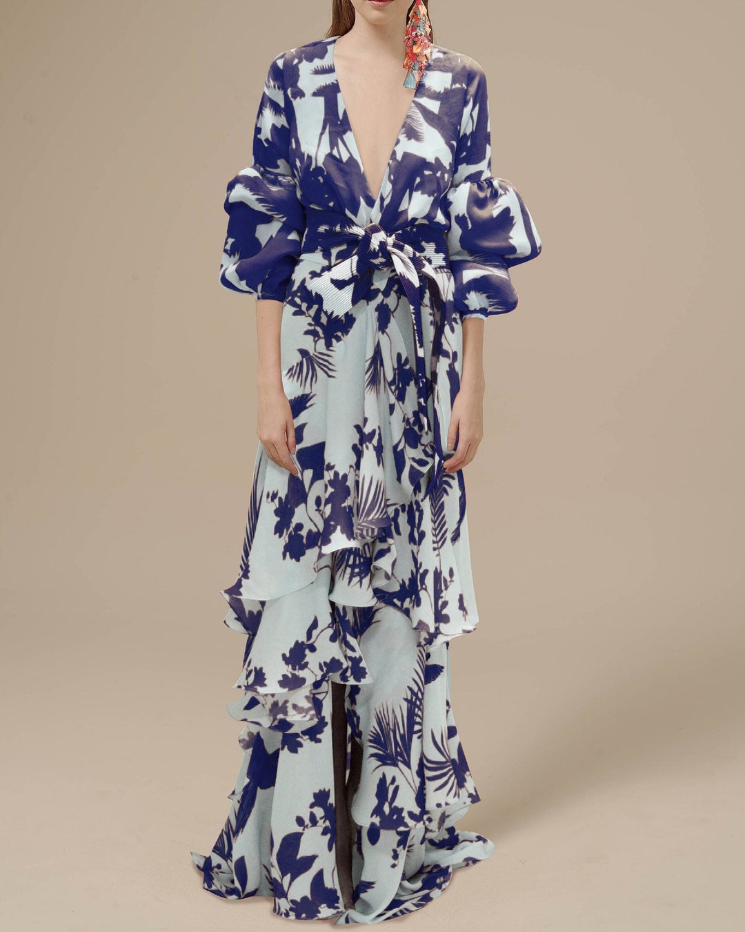 Benet - Festkjole i chiffon med print