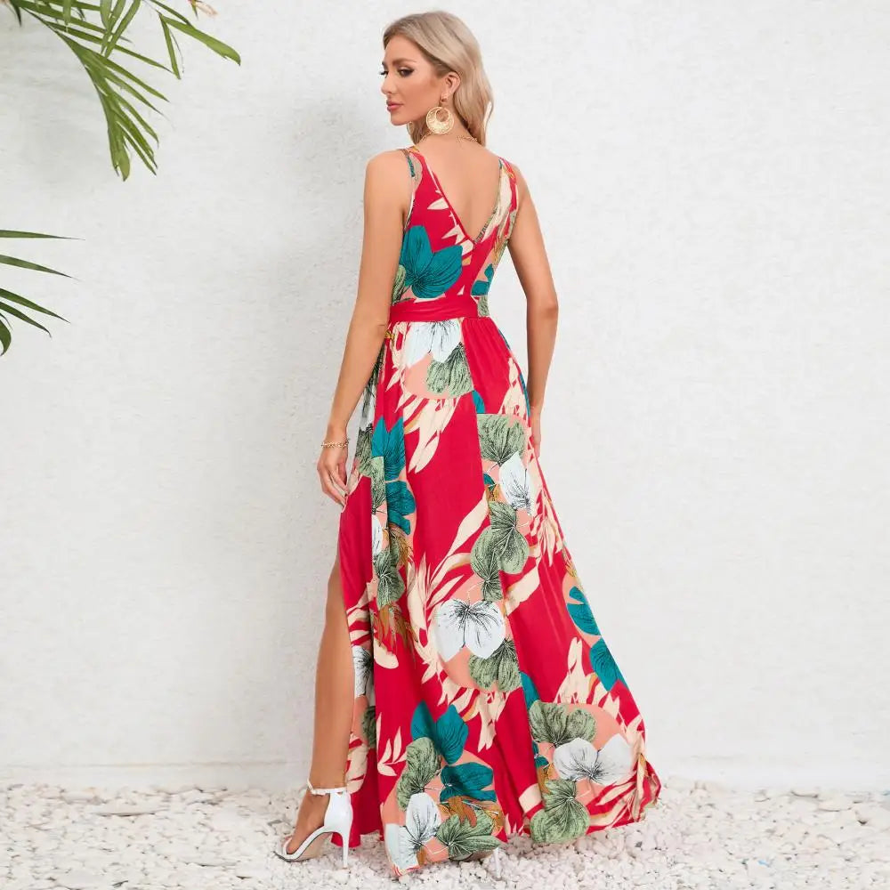 Brianne – Elegant maxikjole med blomstermønster