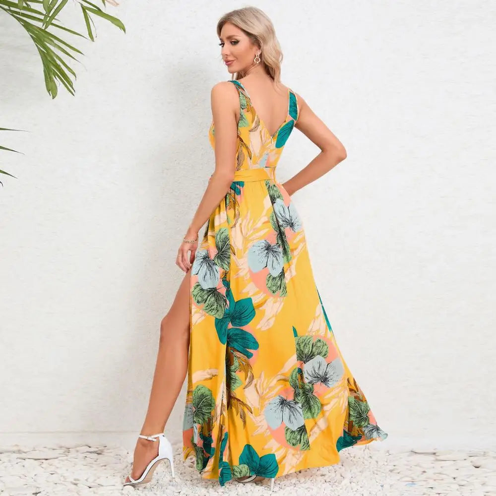 Brianne – Elegant maxikjole med blomstermønster
