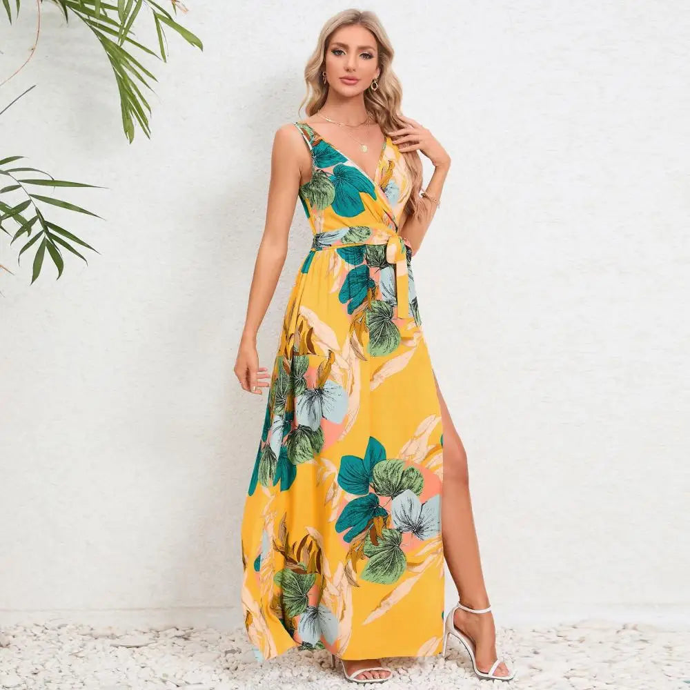 Brianne – Elegant maxikjole med blomstermønster